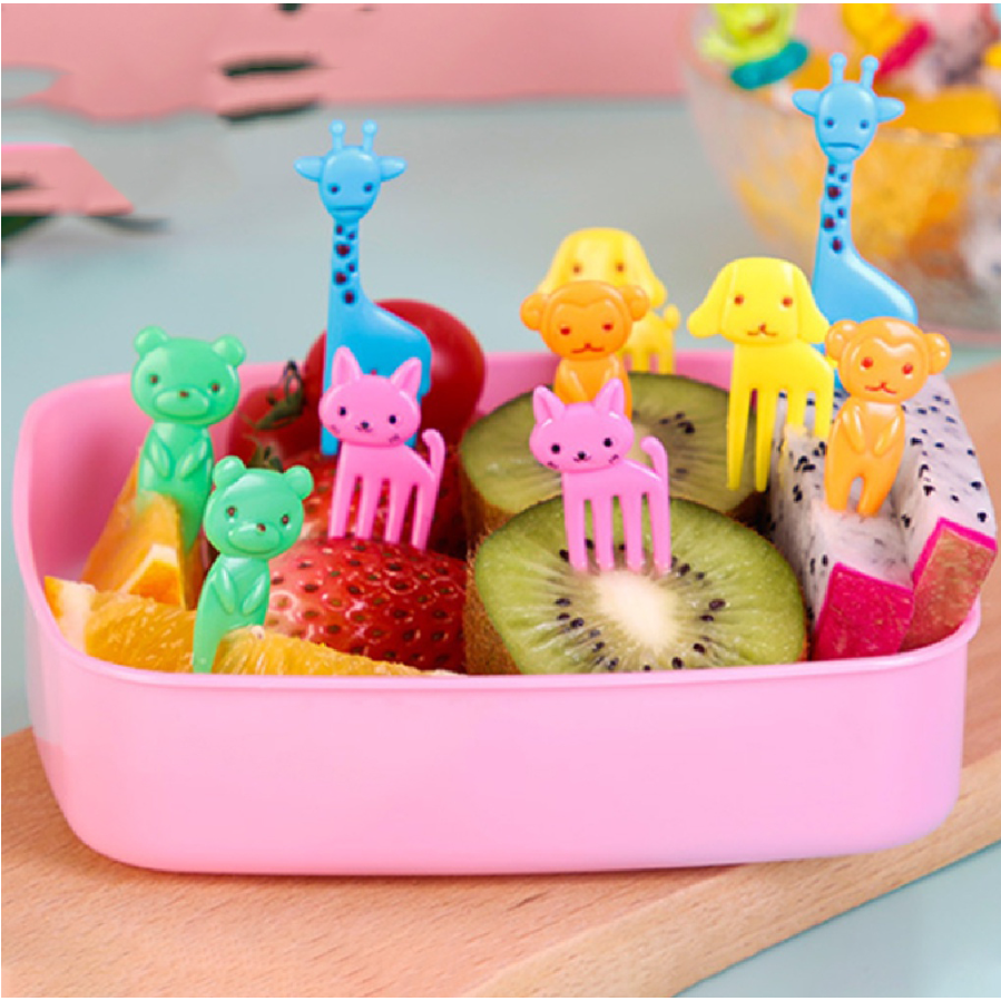 10 peças Mini Garfo Para Petisco Infantil de Fruta de Desenho Animado