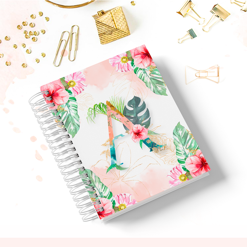 Caderno Alfabeto Personalizado Pautado Floral Tamanho 18x26 Shopee Brasil 9728