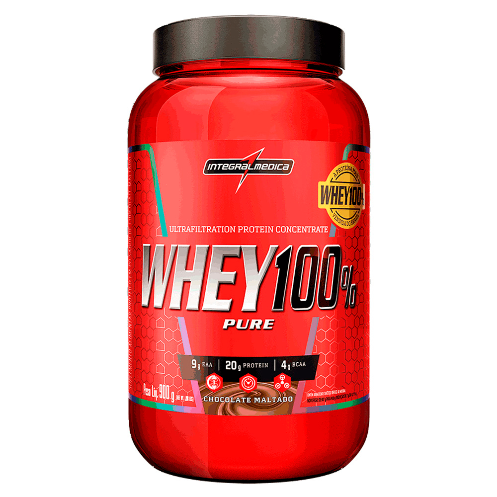 100% Pure Whey 900g Pote – Integral Médica – Todos os Sabores