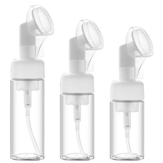 Frasco Pump Espumador Com Escova De Silicone Para Limpeza Facial Skin Care 120ml