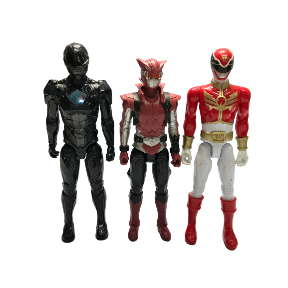 03 Bonecos Power Rangers Vermelho Preto E Cybervillain 30cm | Shopee Brasil