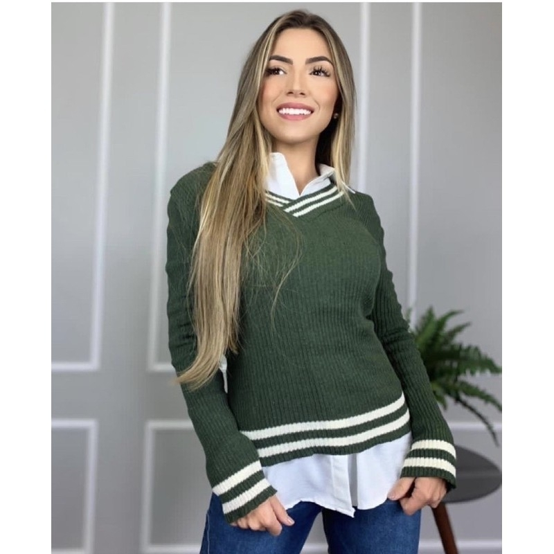 Conjunto Tricô Blusa Manga Comprida e Mini Saia Modern Violet