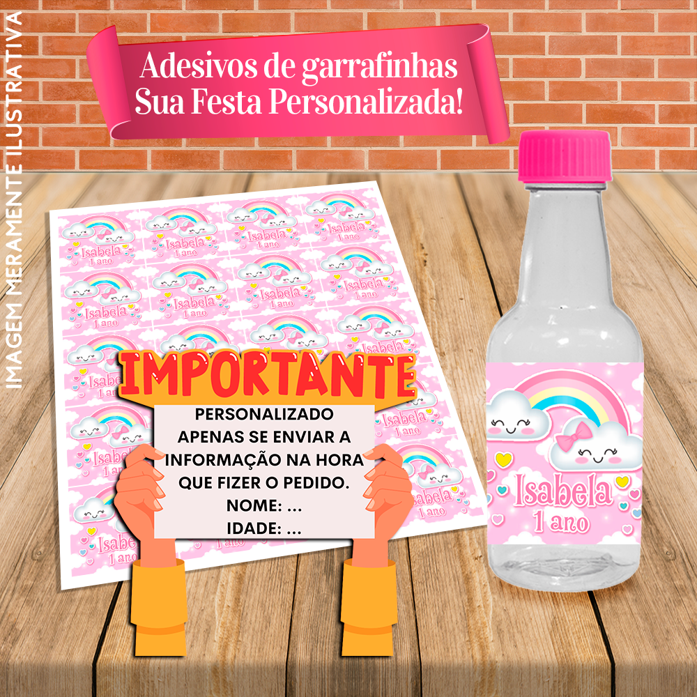 20 Adesivos Para Garrafinhas 30ml Personalizados 4x4,5cm Chuva de Amor ...
