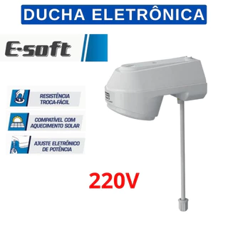 Ducha Eletrônica Branca 220v 6800w e-soft Chuveiro Branco Eletrico Enerbras jato inclinado compatível com IDR compativel com aquecimento solar