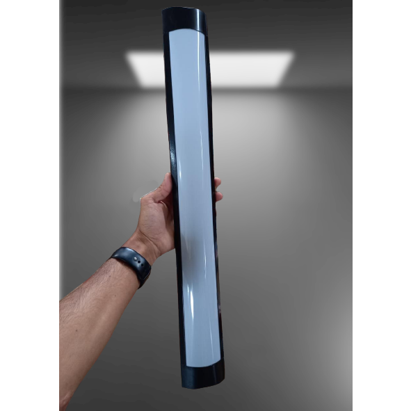 Luminaria Tubular Led Slim Preto 18w 60cm 6500k Branco Frio Bivolt 110v/220v