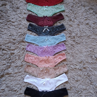 Kit 10 Calcinhas Microfibra e Renda - Tanga fio - Lingerie