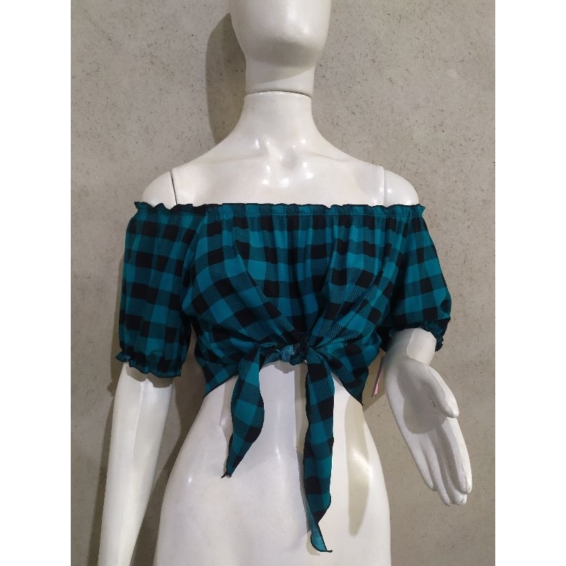 Cropped Modelador Rendado com Malha Xadrez