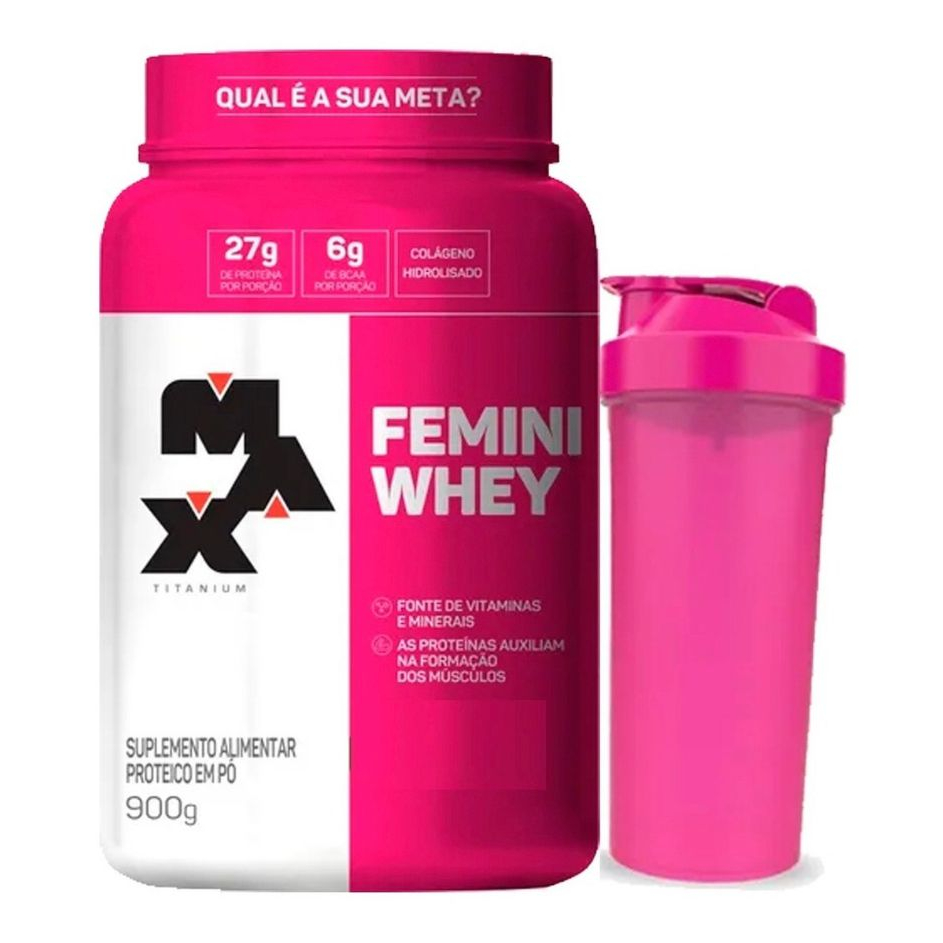 Whey Feminino Femini Whey 900g + Coqueteleira – MAX TITANIUM