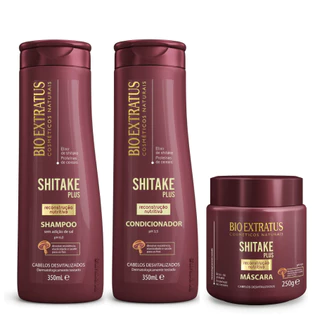 Kit Shitake Shampoo e Condicionador 350mL e Máscara 250g Bio Extratus