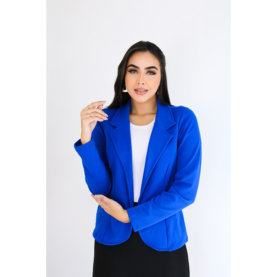 Long crêpe blazer - royal blue