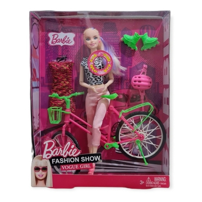 Boneca Barbie Ciclista Articulada Com Patins Bicicleta