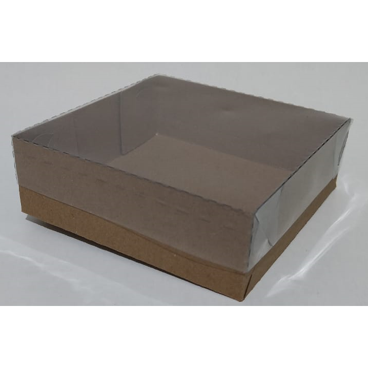 50 Caixas Embalagem Kraft Tampa Acetato 9 Doces / Brigadeiro / Bombom / Doces Finos / Diversos / Lembrancinhas