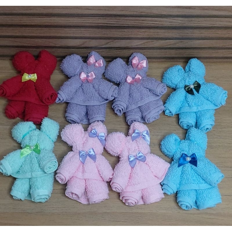 kit 20 ursinhos feito com toalhinha social/ boaca/ mão/ escolar.