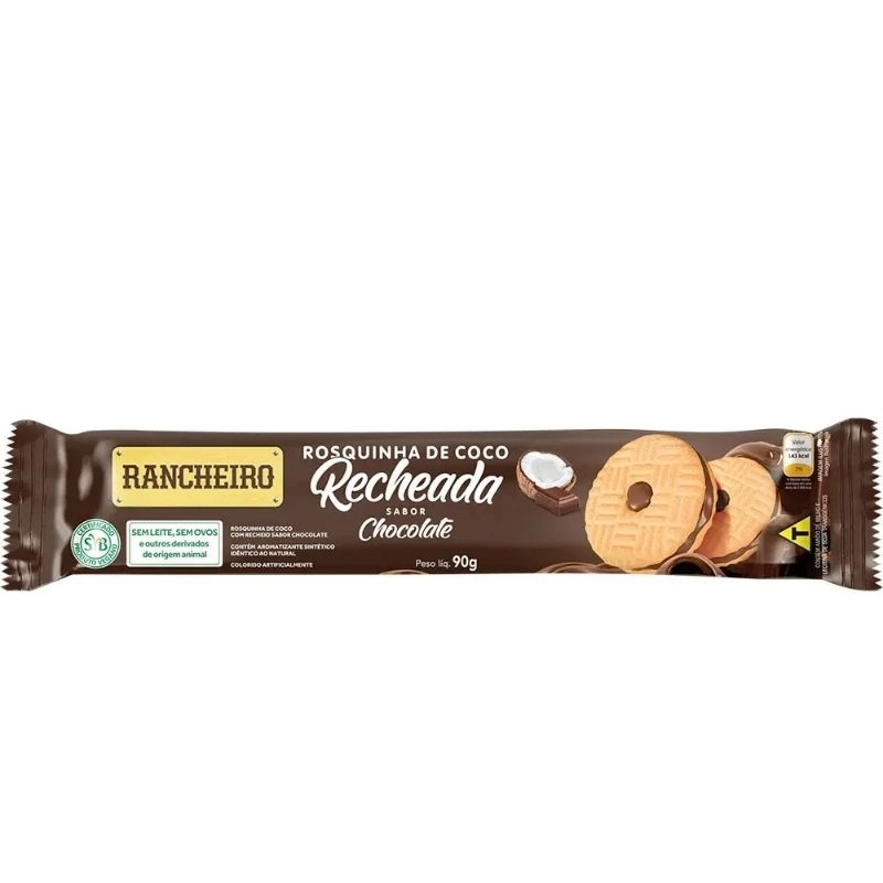 KIT COM 4 - Biscoito de Chocolate com Recheio de Coco Rancheiro 90g ...