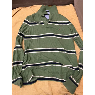 Camisa polo manga longa Tommy Hilfiger usada listrada tamanho P