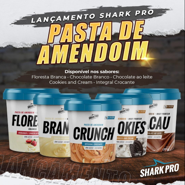 Pasta De Amendoim Com Whey Protein 400G SHARK PRO Suplementos Alimentares