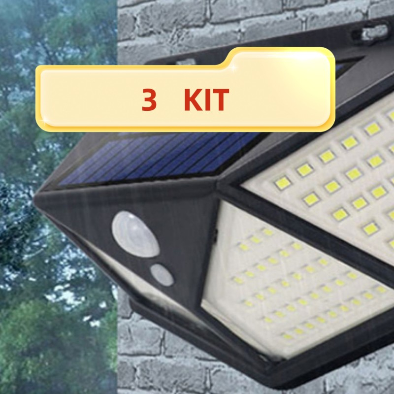 Kit 3 Luminária Solar Led / Jardim Ao Ar Livre ImpermeáVel Com Sensor