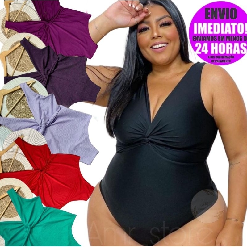 Body Maiô Plus size Nozinho Blogueirinha 44 46 48 50 52 54 56 REF 01