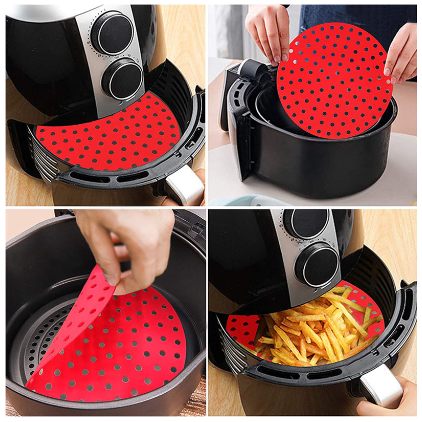 Tapete Protetor Silicone Para Air Fryer Fritadeira Universal Não Gruda -Quadrado 20cm