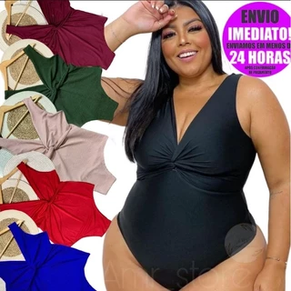 Body Maiô Plus Size Blogueirinha com Nozinho cores de inverno 44 46 48 50 52 54 56 58 REF 02