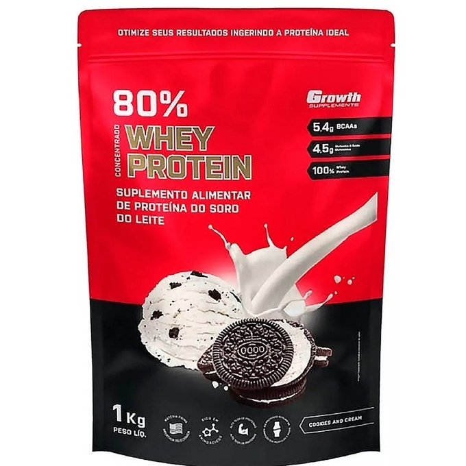 WHEY PROTEIN CONCENTRADO (1KG) COOKIES AND CREAM GROWTH SUPPLEMENTS