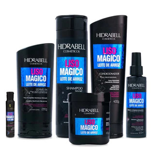 Kit Liso Mágico Leite de Arroz Completo Hidrabell - Mantém o Alinhamento Capilar por Mais Tempo