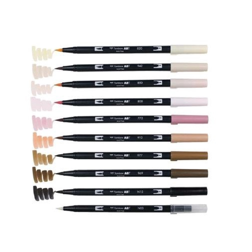 Kit Caneta Tombow Dual Brush Estojo com 10 Cores Diversas Paletas