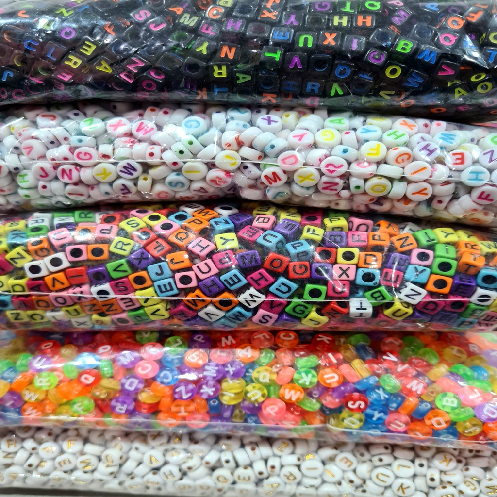 Kit 5 Pacotes 1000 Letras Miçangas Para Fazer Pulseiras Letras Infantil ...