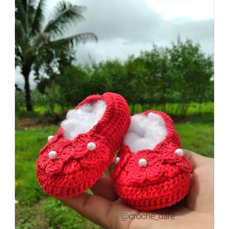sapatinho de crochê para bebe/sapatinho vermelho para bebê
