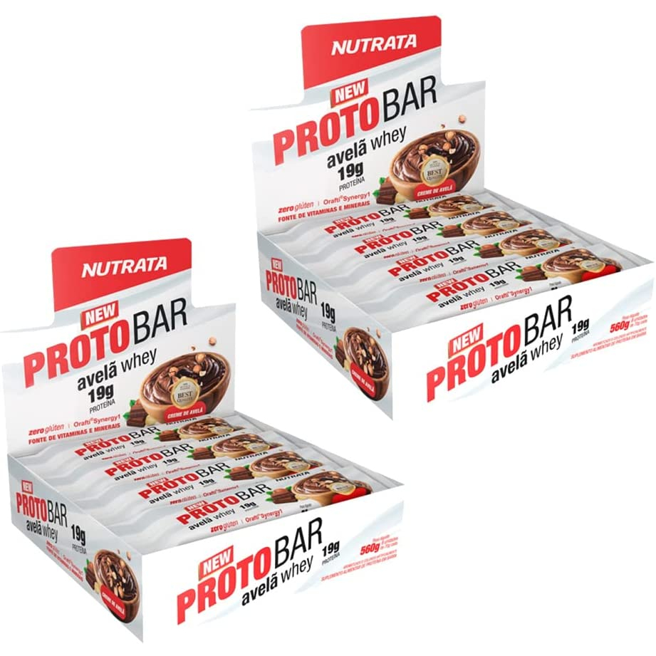 Kit 2 Proto Bar – Avelã Whey – Display com 8 Barras de 70g cada – Nutrata