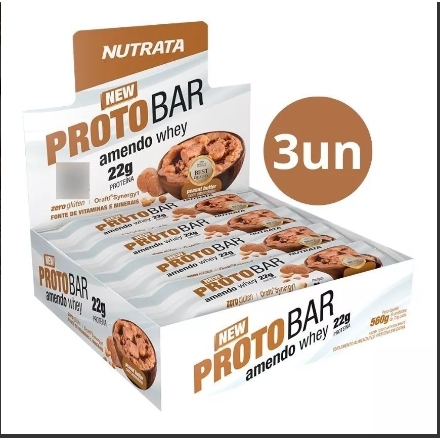 3 Displays Proto bar Nutrata Amendo Whey 8 UNIDADES CADA Nutrata