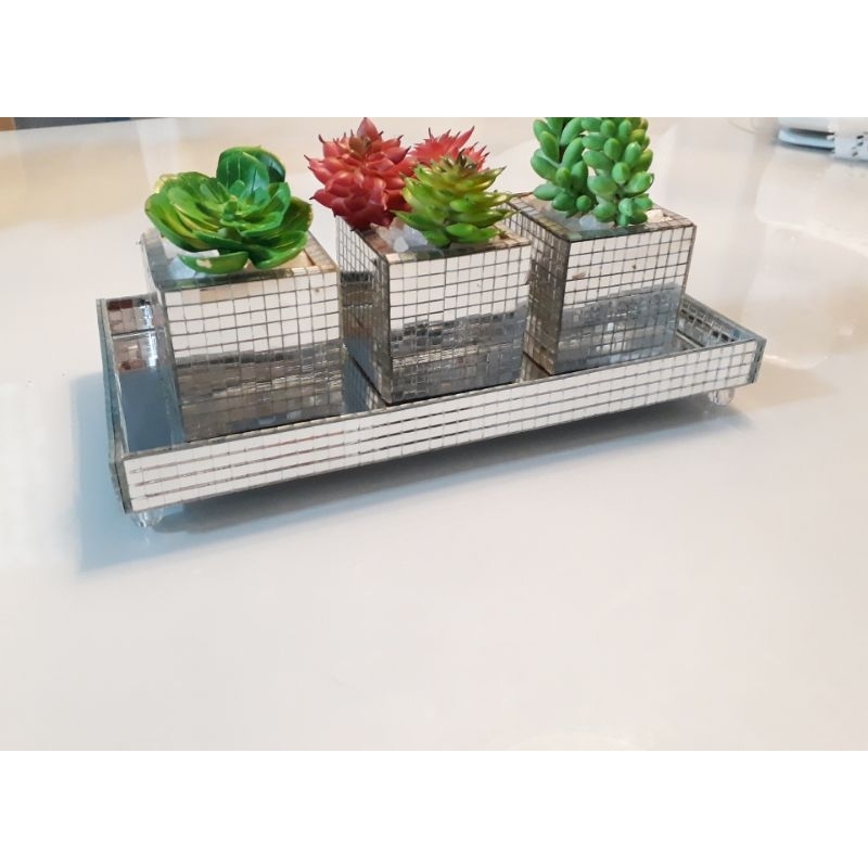 Bandeja Espelhada Decorativa Luxo Sala Lavabo Banheiro Penteadeira 24 × 12