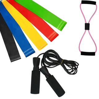 Kit Elástico de Tensão C/ Corda de Pular E 05 Mini Band Elásticas