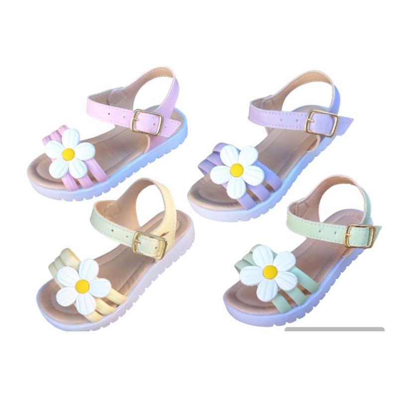 Sandália Infantil feminina enfeite flor candy colors