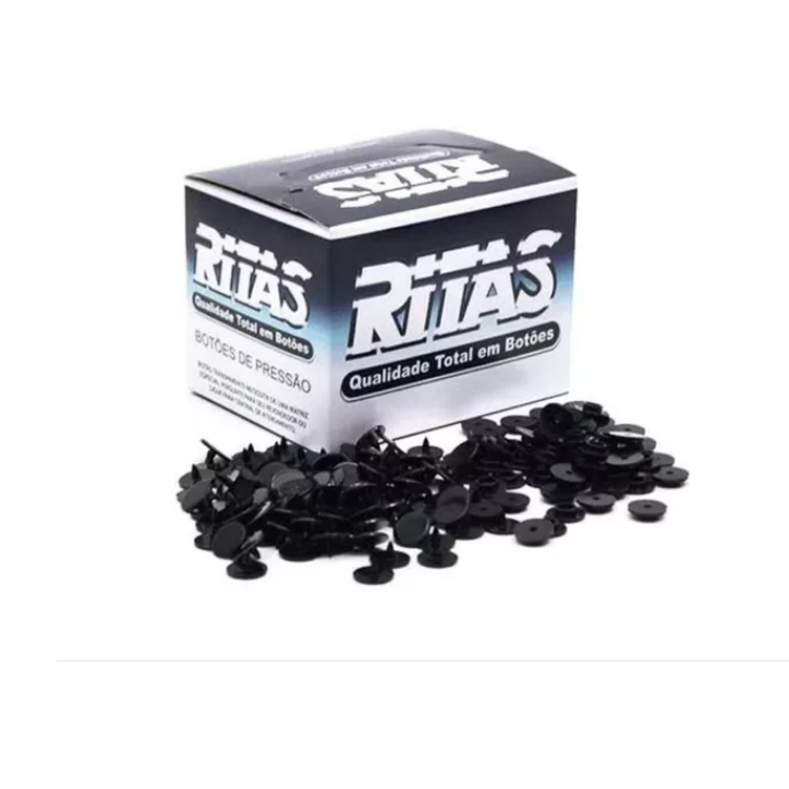 Botão de Pressão Plástico Ritas 10 Mm Preto Caixa Com 200 Unidades