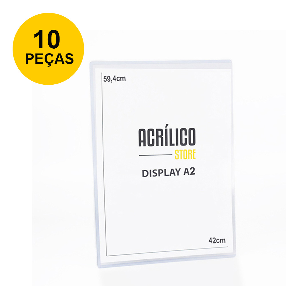 Display Transparente A2 Vertical (42x59,4cm) - Kit 10 peças | Shopee Brasil