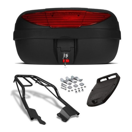Bau Bauleto 45 Litros Vermelho Cristal Fumê Pro tork + Bagageiro Fazer 150 2018 Até 2022