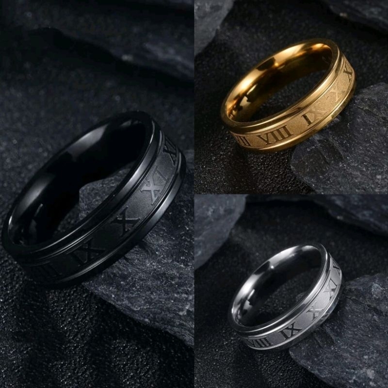 Anel Masculino aço inoxidável detalhe numeros romanos
