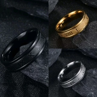 Anel Masculino aço inoxidável detalhe numeros romanos