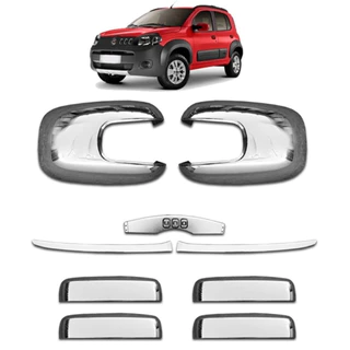 Aplique Kit Maçaneta Retrovisor Cromado Uno 2010 2011 2012 2013 2014 Vivace Friso Capa