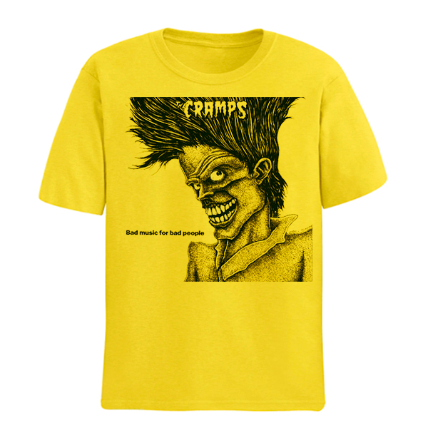 THE CRAMPS Tシャツとアルバムセット Camiseta Algodao The Cramps Album Bad Music Amarelo Banda de Rock