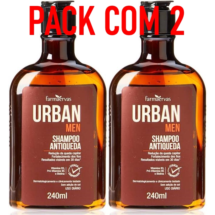 Shampoo Antiqueda Urban Men 240ml Farmaervas (Duas unidades