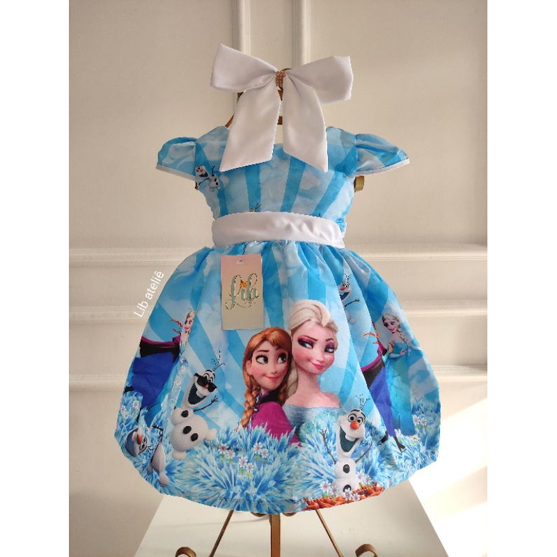 PROMOÇÃO Vestido Infantil Temático Personalizado Festa Frozen