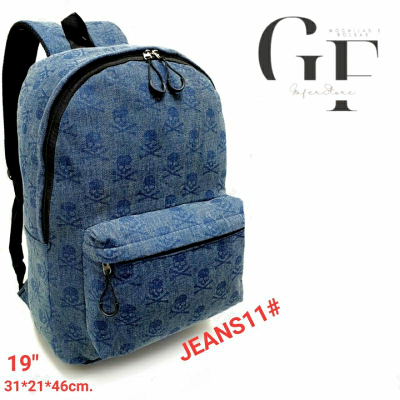 Mochila Rock Jeans 11 Preta Com Caveira