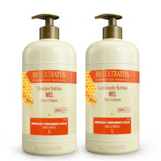 Kit Mel Shampoo, Condicionador Bio Extratus - 1L Preenchimento e Hidratação