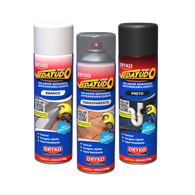 Spray Veda Tudo Impermeabilizante Tinta Emborrachada Repara Vazamentos Dryko 400ml