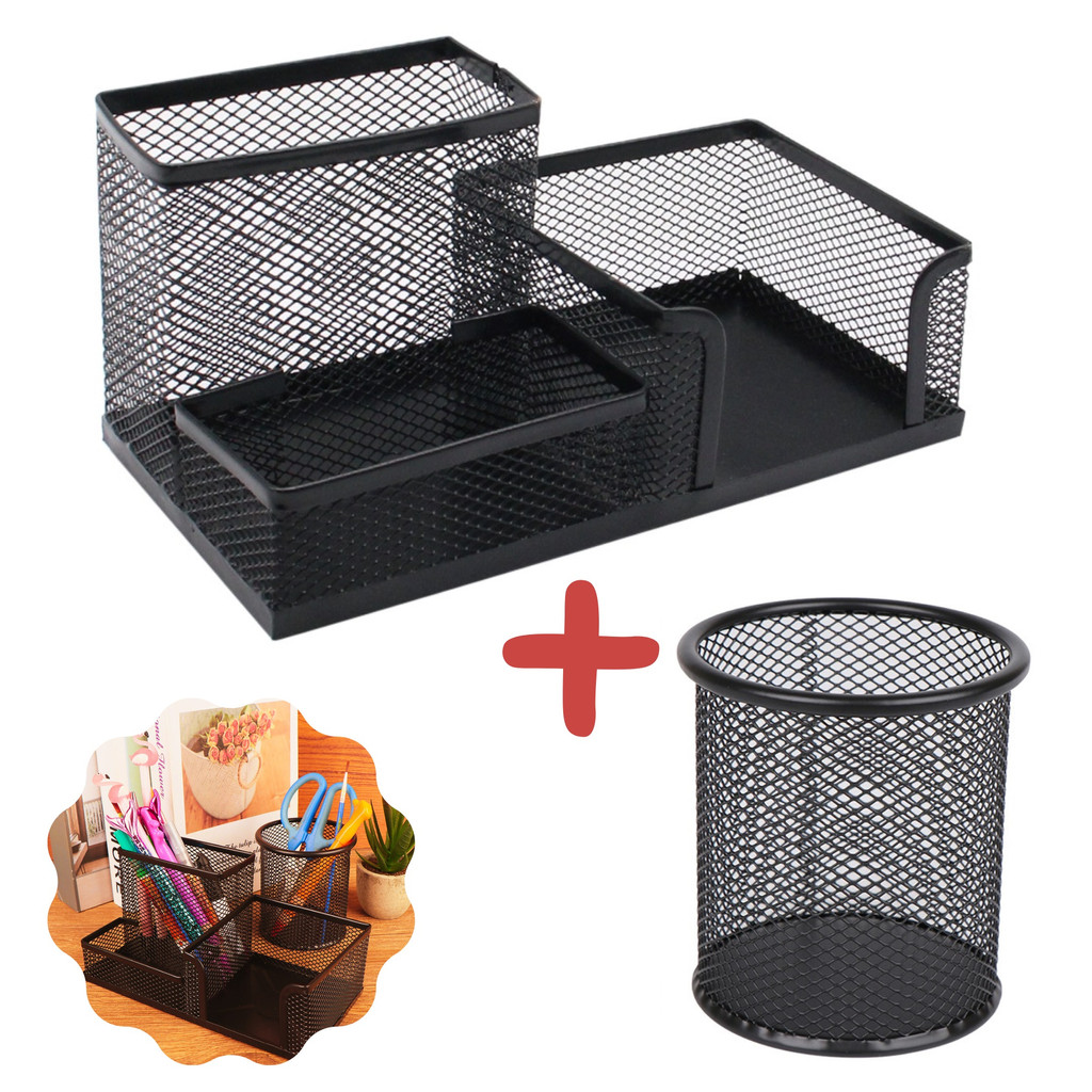 Kit Organizador de Mesa + Porta Canetas Porta Treco