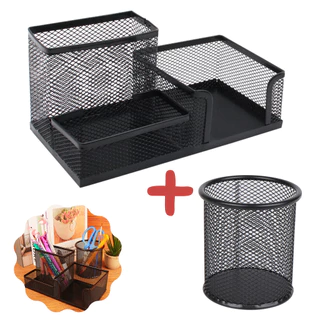Kit Organizador de Mesa + Porta Canetas Porta Treco