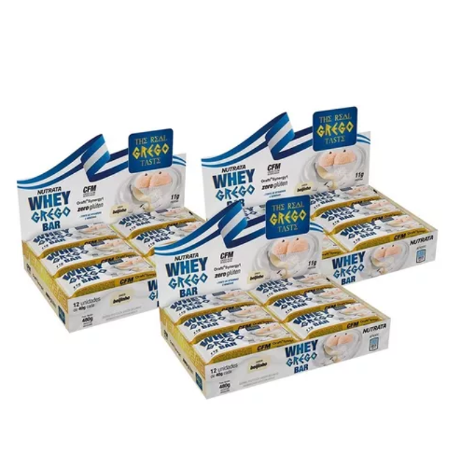 COMBO 03 WHEY GREGO BAR SABOR BEIJINHO – 40 GR DISPLAY COM 12 BARRAS