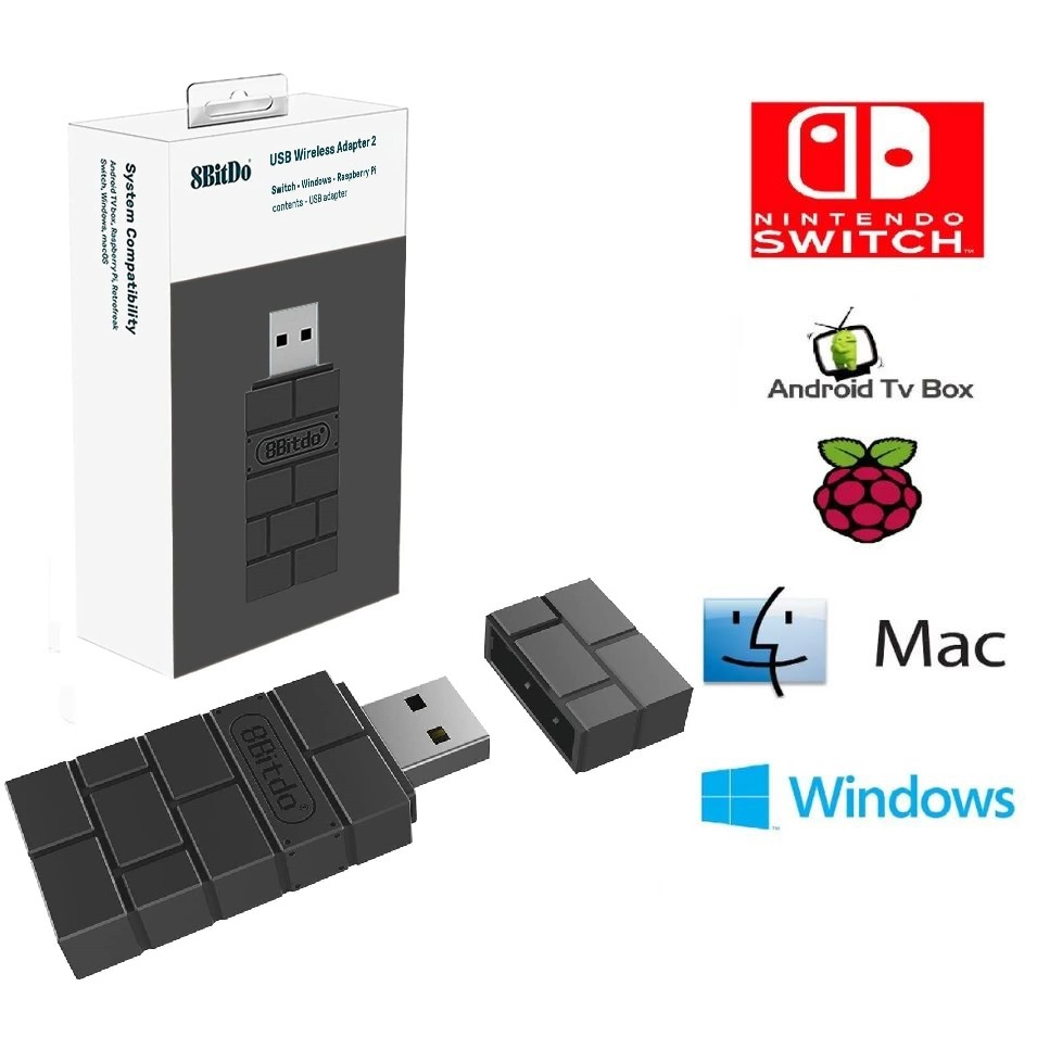 Adaptador 8bitdo Wireless Usb Multi Controles Original Versão 2